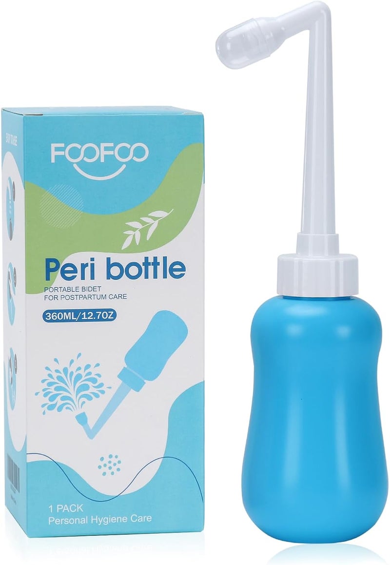 Foo Foo Peri Bottle for Postpartum Care, Postpartum Essentials, Feminine Care 12oz, Blue - Image 1